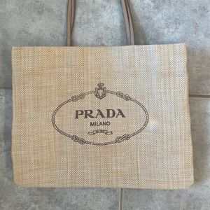 Prada raffia tote bag